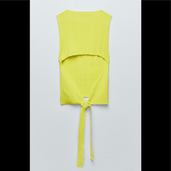 NWT Zara Neon Green Sleeveless Round Neck Knit Top in Size Small - Picture 6 of 9